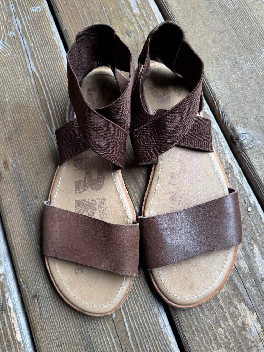 Sorel Ella III Tobacco Brown Leather Casual Sandals in Women's 10